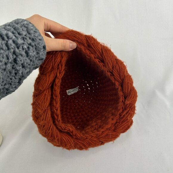 Vintage Hand-Crotchet Orange Knitted Hat Beanie